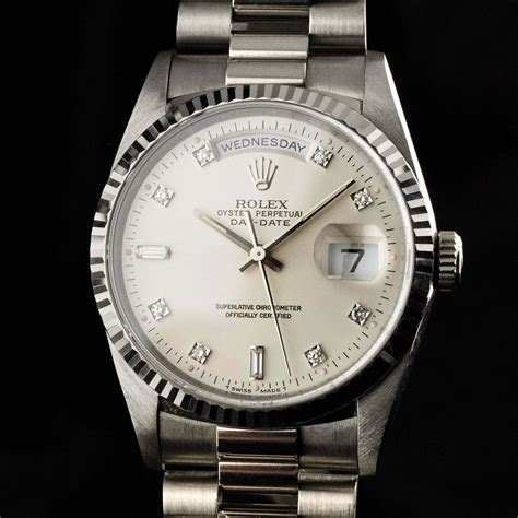 rolex day date 36 white gold and diamonds price|Rolex Day-Date white dial.